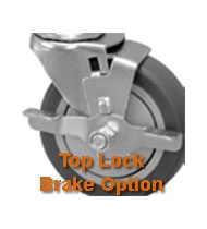 locking casters, top lock brake, face contact brake medium duty, industrial, pneumatic wheel brakes